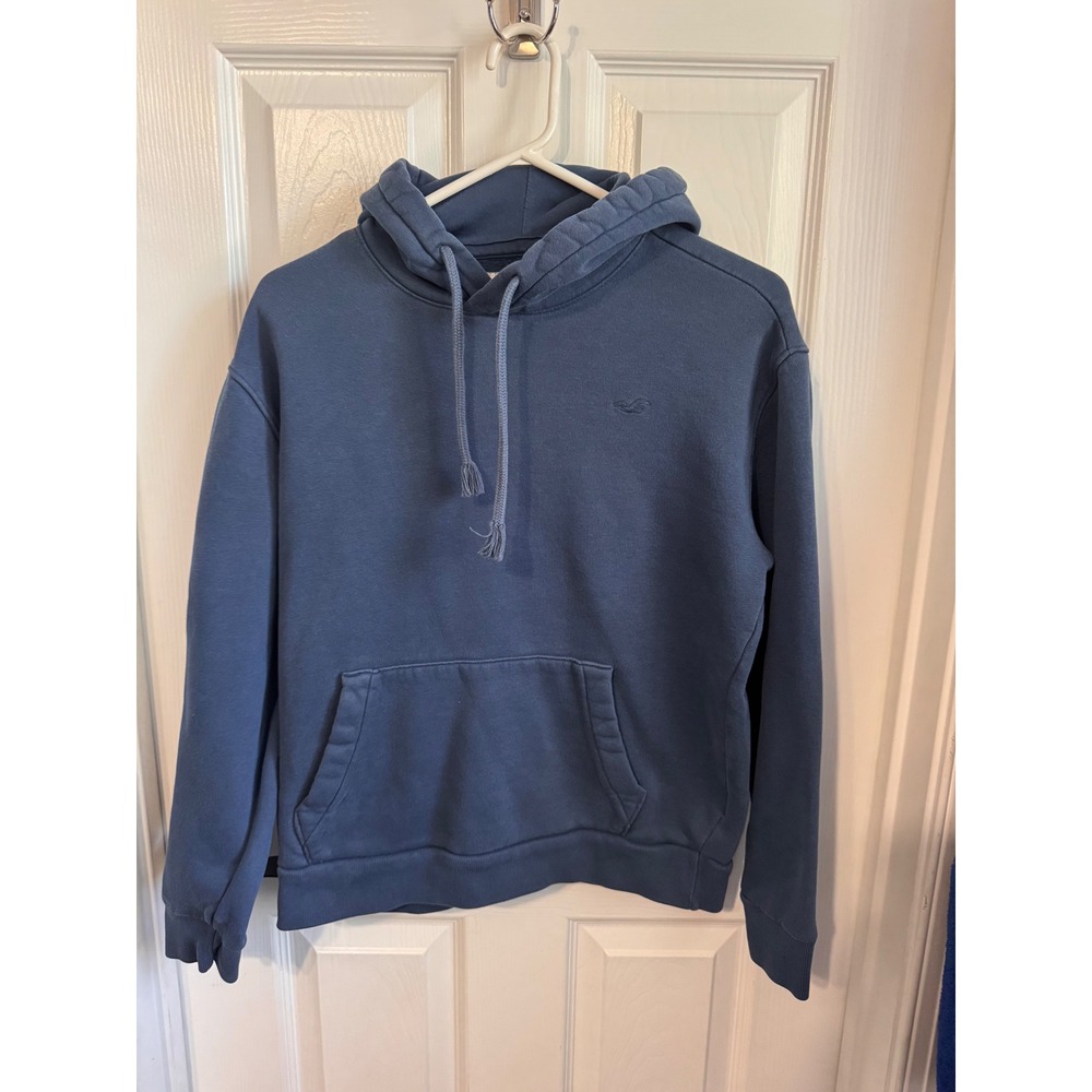 Hollister Blue Fleece Pullover Hoodie Sweatshirt Small Embroidered Logo